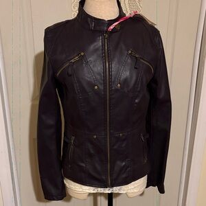 Ladies Faux Leather Bomber-type Jacket Sz M